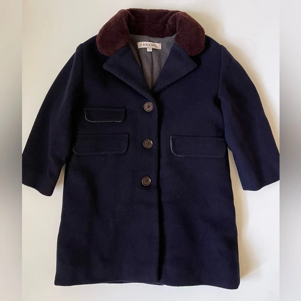 Caramel Baby & Child Boys’ Codnor Coat, Navy Melton - Size 3